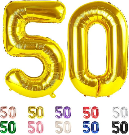 50 Balloon Number for 50th Birthday Decorations Women Men Party, Inflation by Mluchee