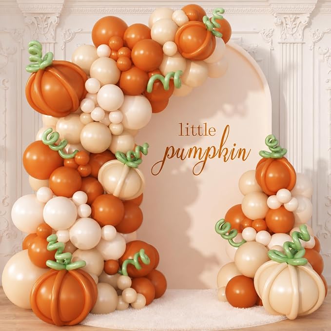 CROSSFINGERS Fall Pumpkins Balloon Arch Kit Baby Shower Decoration | Orange by CROSSFINGERS
