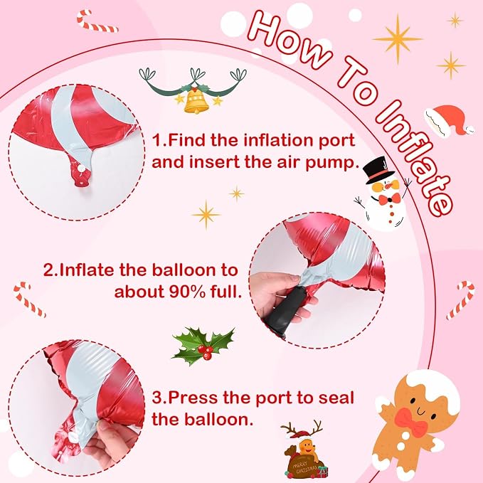Red and Pink Christmas Balloons Kit, 12Inch Light Pink and White Red Balloons - Image 4
