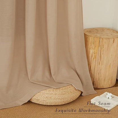 NICETOWN Camel Linen Window Curtains 84 inches Long, Grommet Thick Flax - Image 7