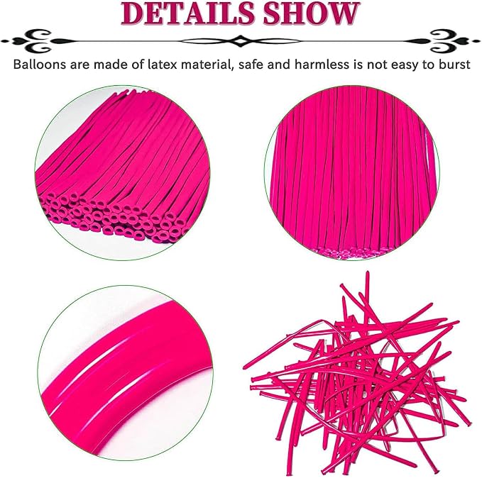 Hot Pink Long Balloons Premium 260 Twisting Balloons Animals Magic - Image 2