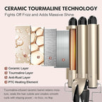Hair Waver 3 Barrel 1 Inch for Classic Beach Waves, AIMERVO Crimper Tool for Women 15 Temp Settings from 170 to 450°F, Tourmaline Ceramic Crimping Iron, PTC Heater Technology, 1 Hour Auto Shut-Off