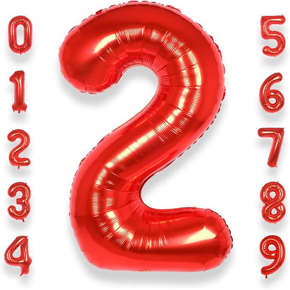 AULE 40 Inch Red 2 Balloon Number Foil 0-9 Birthday Big Numbers | Birthday by AULE