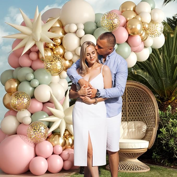 Sage Green Pink Balloon Arch Garland Kit, Sage Green Pink Sand White Beige - Image 8