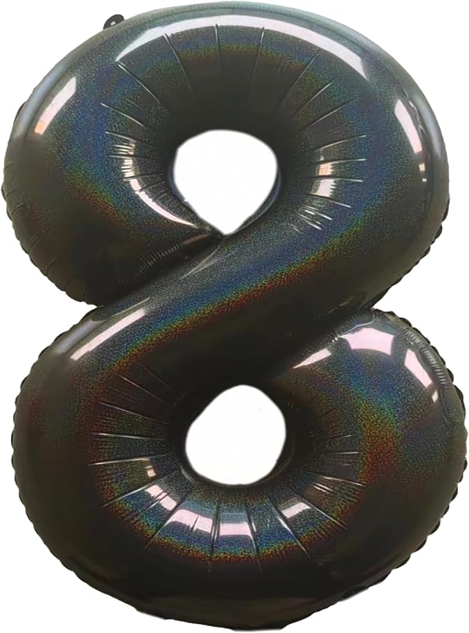Jonhamwelbor 40 Inch Laser Black Number 8 Balloon Foil Mylar Giant Balloon by Jonhamwelbor