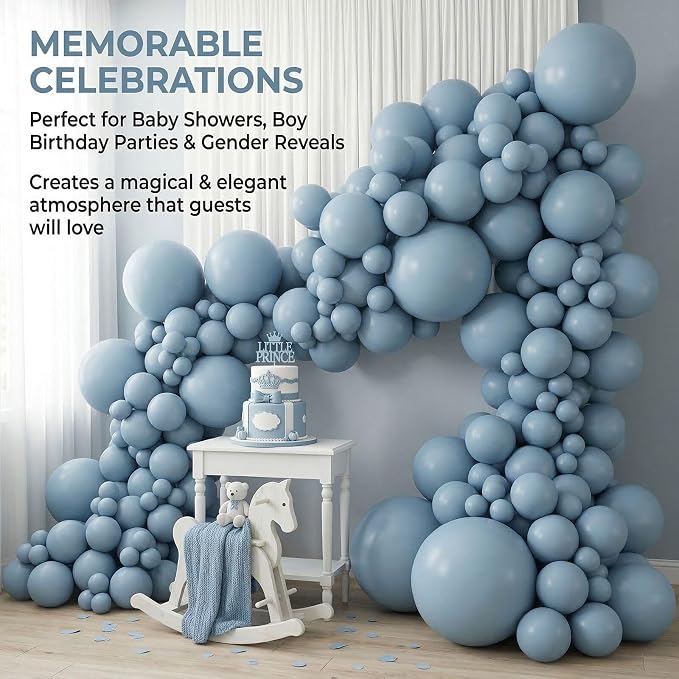 114pcs Dusty Blue Balloons Different Sizes, 18 12 10 5 inch Blue Balloons | - Image 5