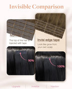 GOO GOO Invisi Edge Tape in Hair Extensions Human Hair, 3/8/613 Walnut Brown to Ash Brown and Bleach Blonde 20pcs injected with 20pcs classical tape ins, 22inch 100g, Virgin Remy Hair, Natural Look