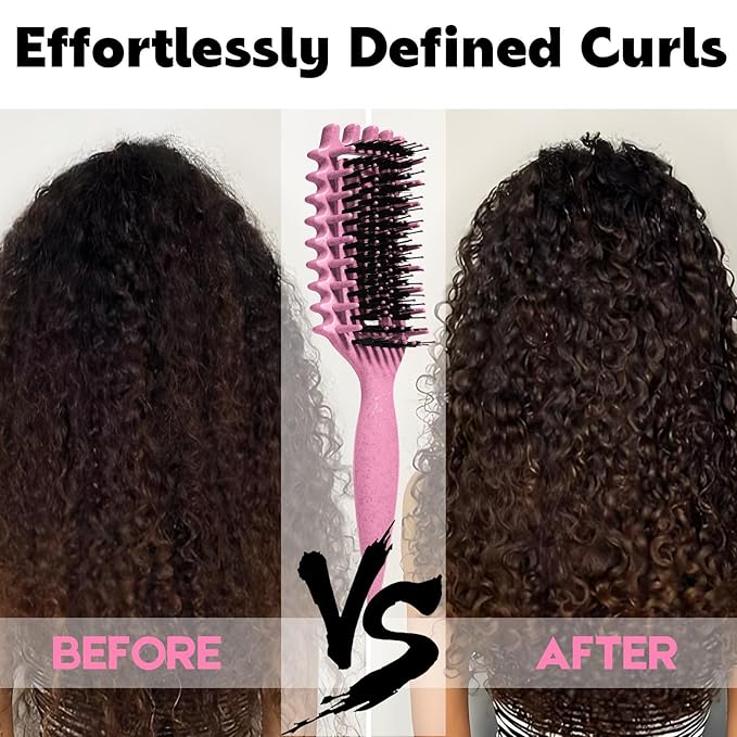 Curly Hair Brush Candybrush Curl Defining Brush for Detangling Shaping and Defining Curls for Women, Men, Wet & Dry Hair (Pink)