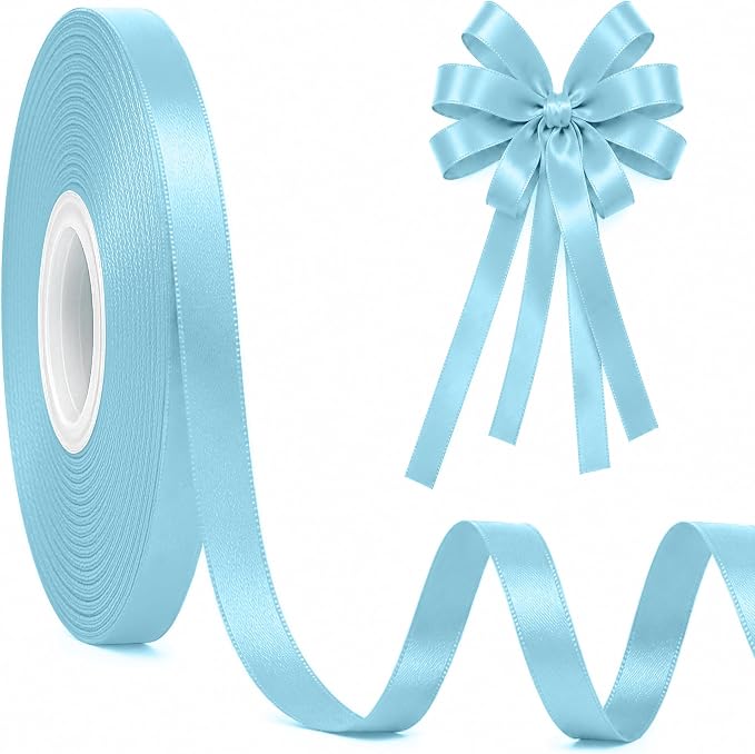 30Yards 3/8In Thin Lake Blue Ribbon by Fullive