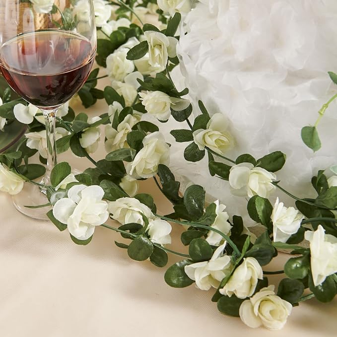 Artificial Flower Garland 8pcs 8.2ft Floral Rose Vine Decor, Hanging Faux Roses - Image 8