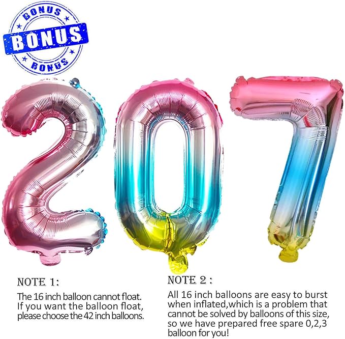 Rainbow 2027 Foil Number Balloons - Image 4