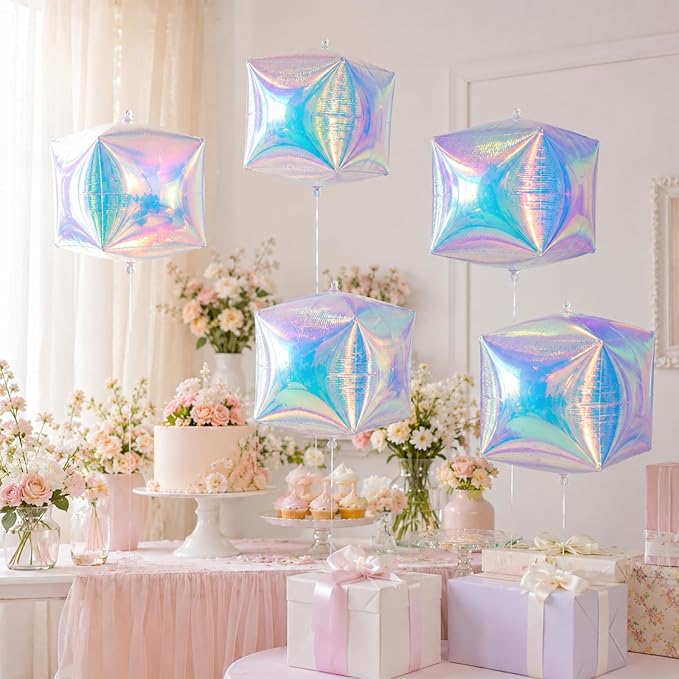 Iridescent Cube Balloons, Baby Shower, Anniversary and Mermaid Party Decorations - Image 8