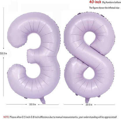 40 In Matte Purple Number Balloons Helium Foil Mylar Balloon Digital 38 | - Image 2