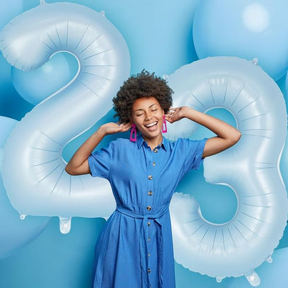 Light Blue Number 3 Balloon, 40 Inch Big Large Foil Number Balloons, Giant - Image 6