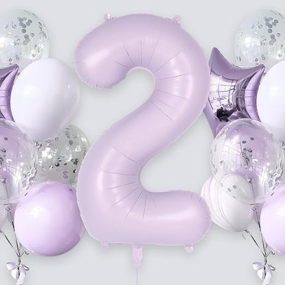 Light Purple Number 2 Balloon, 40 Inch Big Large Foil Helium Number Balloons - Image 2