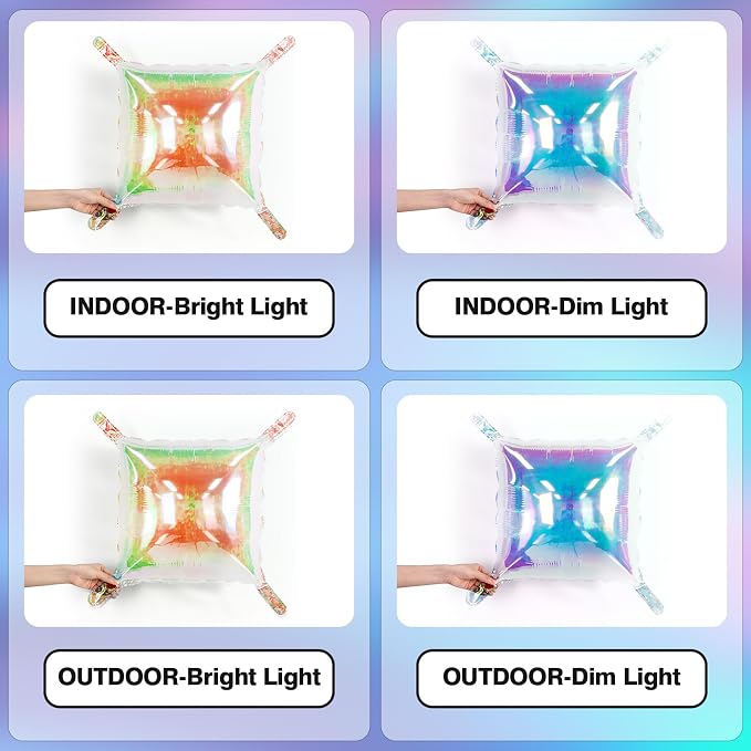 NISOCY 48PCS Iridescent Square Foil Balloons Wall Backdrop | Holographic - Image 3