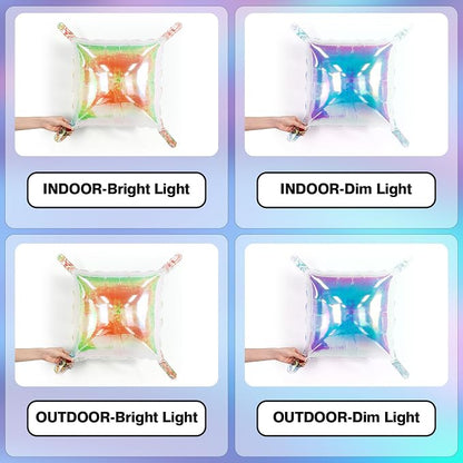 NISOCY 48PCS Iridescent Square Foil Balloons Wall Backdrop | Holographic - Image 3