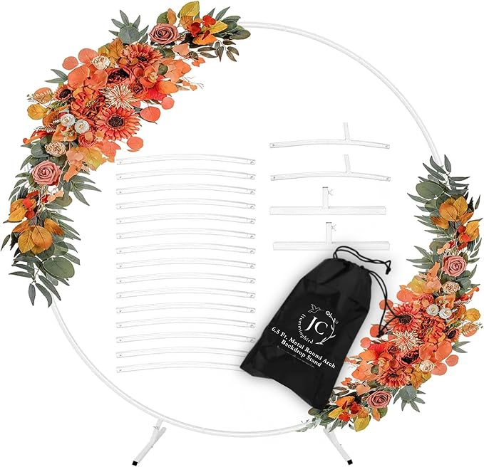 7.2 Ft Round Balloon Arch Stand White Backdrop Frame by JCHUMMINGBIRD