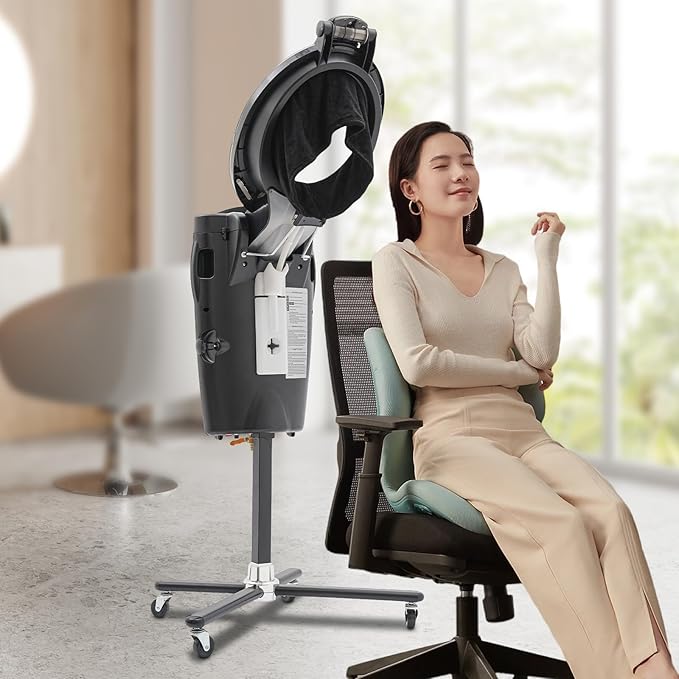 Hair Steamer Professional Hair Salon Steamer with 12 Color Light & Ozone,40-70℃/104-158℉,Hair Steamer with Temperature and Time Adjustment (Black)