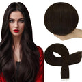 Full Shine Virgin Tape in Hair Extensions Human Hair Color Dark Brown Seamless Invisi Edge Tape in Hair Extensions Virgin Hair Remy Skin Weft 25Gram 10pcs 18Inch Add Length Natural for Formal Event