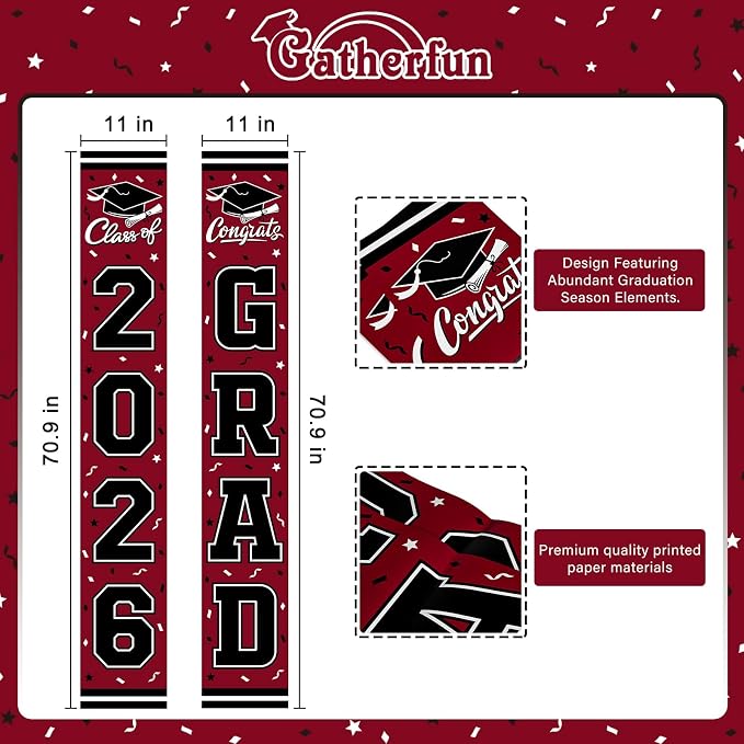 2026 Graduation Decorations, Congrats Grad Banner Backdrop - Image 2
