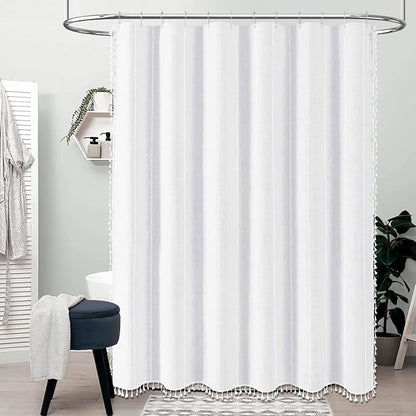 72 x 90 Boho Famrhouse Linen Heavy Duty Cloth Shower Curtain, 330GSM Linen Blend - Image 6