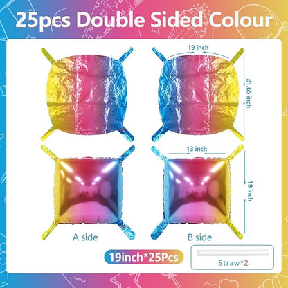 NISOCY 25PCS Gradient Colorful Square Foil Balloons Wall Backdrop | Double - Image 2