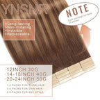 Chocolate Brown to Caramel Blonde Tape in Hair Extensions Human Hair,14 Inch Human Hair Tape in Extensions 20Pcs Human Hair for Women Seamless Real Human Hair