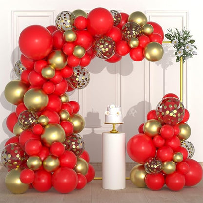 Red Gold Balloon Arch Garland Kit by PASOCON