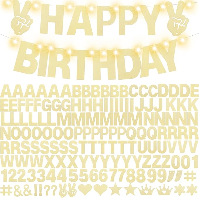 167Pcs DIY Glitter Customizable Banner Kit Custom Banners DIY Happy Birthday by WELITTCON