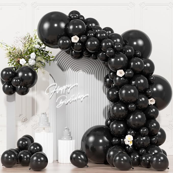 104pcs Black Balloon Garland Arch Kit Different sizes 18/12/10/5 Inch | Black by OWPFJG