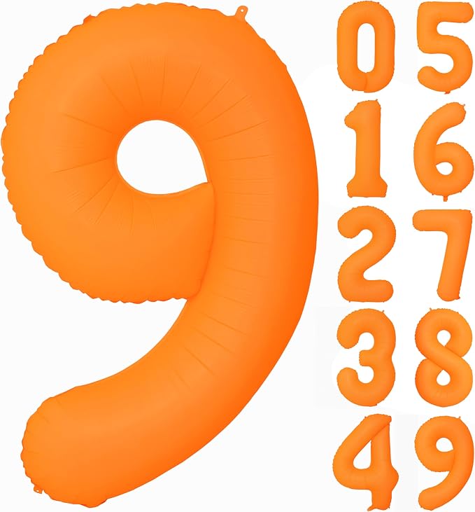 Orange Birthday Number 9 Balloon 40 inch Fluorescent Orange Number 9 | Helium by Exquisitehighqualitypartydecorationstomeetyoureveryneed%EF%BC%81