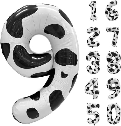 Cow Print Number Balloons, Large Foil Number 9 Balloon 40 Inch Cow Balloon by Yeodong