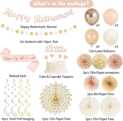 Vlipoeasn Champagne Gold Beige Retirement Decorations - Image 2