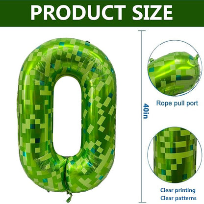 Green Number Balloons, Gaint Green Pixel Number 0 Balloon 40 Inch Dark green 0 - Image 2
