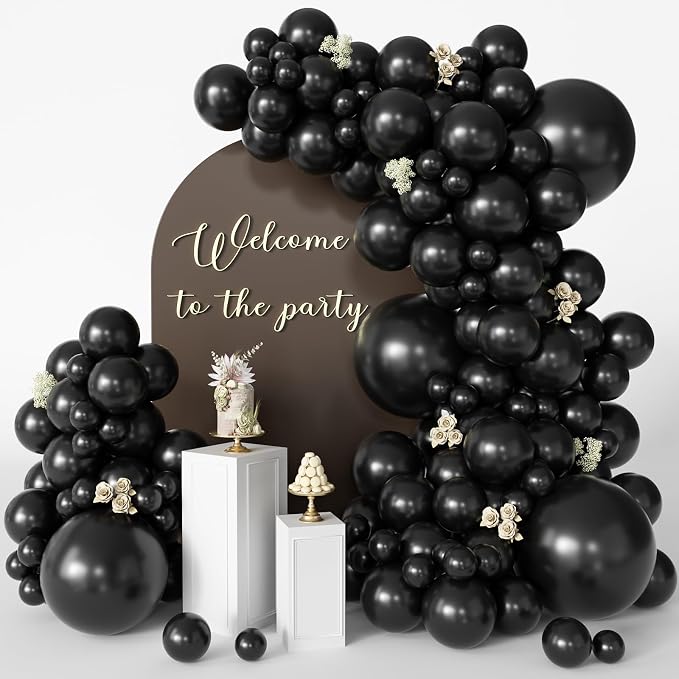 Black Balloons 125 Pcs Different Sizes 18 12 10 5 Inch Black Balloon Arch Kit by Searchbyoccasioncolorsize