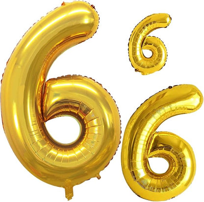 Gold Foil Balloons Number 6, Huge Number Balloons by GOER