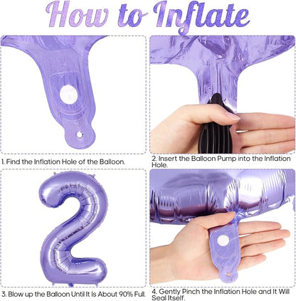 Purple Number 2 Balloon 40 Inch, Big Large Foil Helium Number Balloons - Image 7