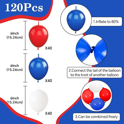 Red Blue White Link Balloons - Image 2