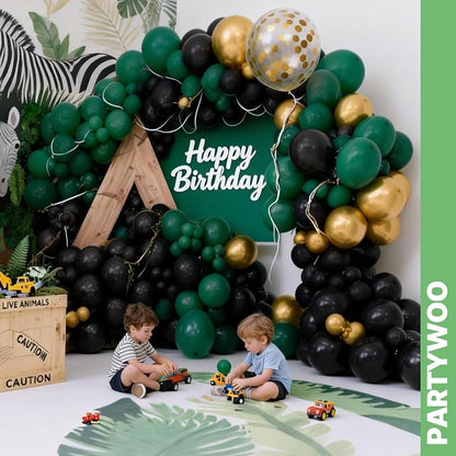 PartyWoo Black Gold and Green Balloons 66pcs Black Gold Green Balloons | - Image 7