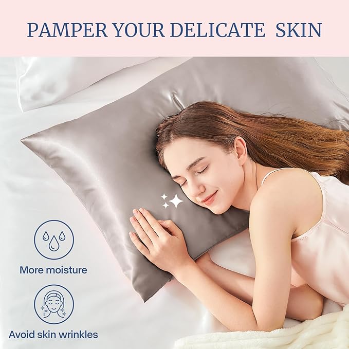 BEDELITE Satin Pillowcase for Hair and Skin, Super Soft and Cooling Similar to Silk Pillow Cases 2 Pack with Envelope Closure, Gift for Women Men(20"x36" King Size, Rose Taupe)