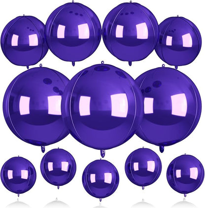 12Pcs Purple Round Balloons Foil, Large Metallic Purple Balloons by BIAPIAN