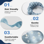 1 Piece Silk Bow Scrunchies for Hair-100% Pure Mulberry 22 Momme Silk Hair Tie, Elastic Ponytail Holder, Elegant Soft Bow Hair Ties Band for Women Hair Care, Multiple Colours (MIST BLUE)