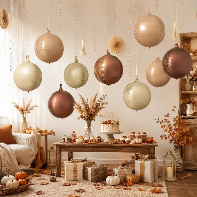Brown Sand White Round Foil Balloons - Image 8