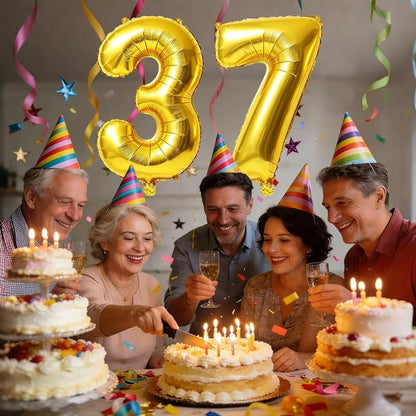 40 Inch Number 37 Balloons for 37th Birthday Party Decorations, 0-100 Gold - Image 2