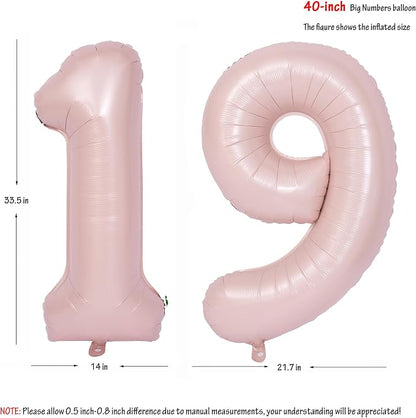 40 In Matte Pink Number Balloons Helium Foil Mylar Balloon Party Digital 19 | - Image 2