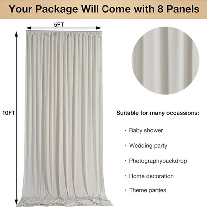 40ftx10ft Wrinkle Free Beige Backdrop Curtains - Image 3