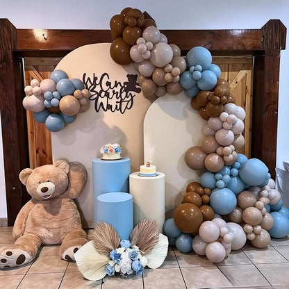 Blue and Brown Balloons, 12 Inch Light Baby Blue and Brown Balloon Double - Image 4