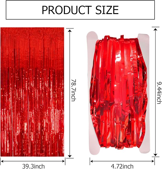 10 Pack Red Streamers Party Backdrop Christmas Decorations Foil Fringe Backdrop - Image 7