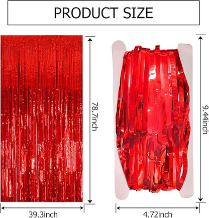 10 Pack Red Streamers Party Backdrop Christmas Decorations Foil Fringe Backdrop - Image 7